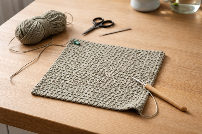 Suzette stitch karklud - gratis dansk hækleopskrift trin for trin